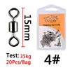 Conjunto de 20 unidades/bolsa de pesca giratorio, herramientas de acero inoxidable, pivote de pesca giratorio con anillo sólido quitavueltas pesca quitavueltas pesca ► Foto 2/6