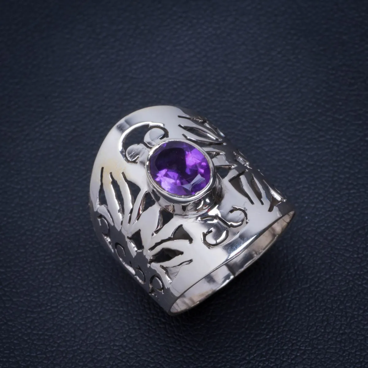 

Natural Amethyst Handmade Unique 925 Sterling Silver Ring 6.5 B1152