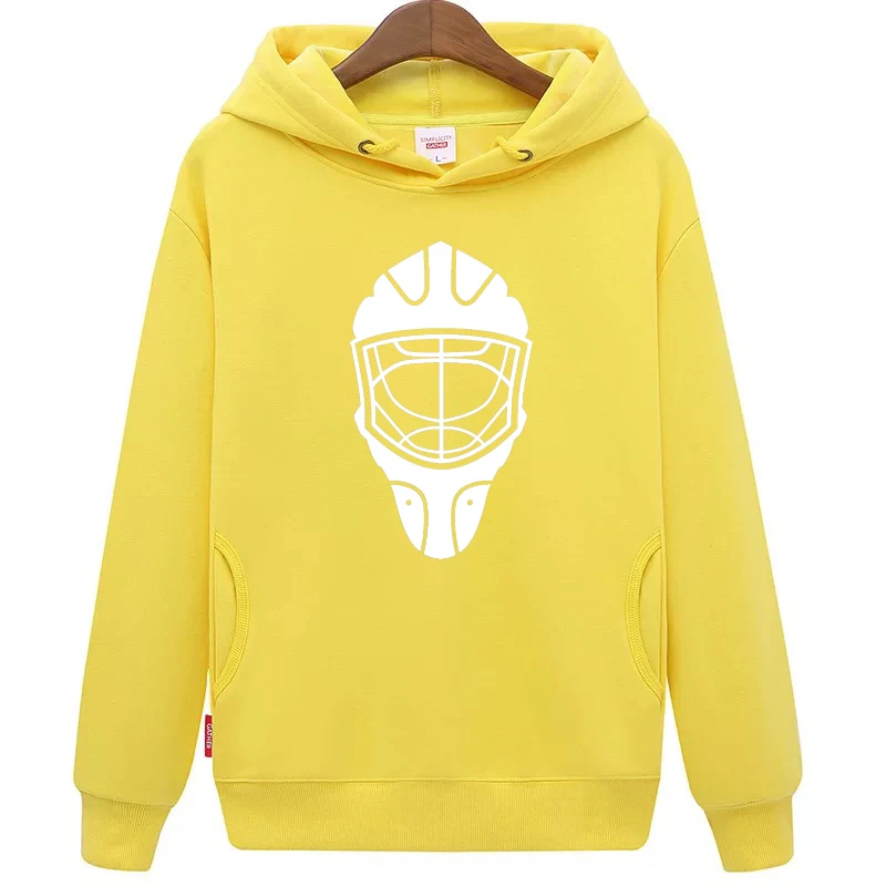 EALER Free shipping cheap unisex yellow hockey hoodies Sweatshirt with a hockey mask for men & women
