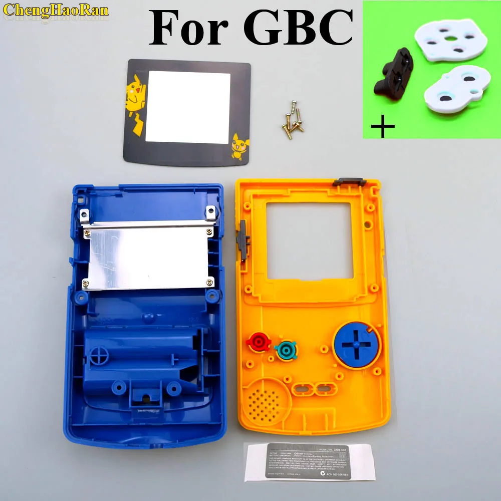 ChengHaoRan 1 комплект Оболочка Чехол Замена для Gameboy цвет GBC игровая консоль полный корпус для Pika chu версия - Цвет: 1 set this