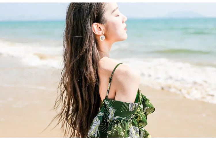 TANG 2019 New Arrival Summer Chiffon Tight Dress Deep V-Neck Floral Print Mini Dress Slim High Waist Beach Dress (18)