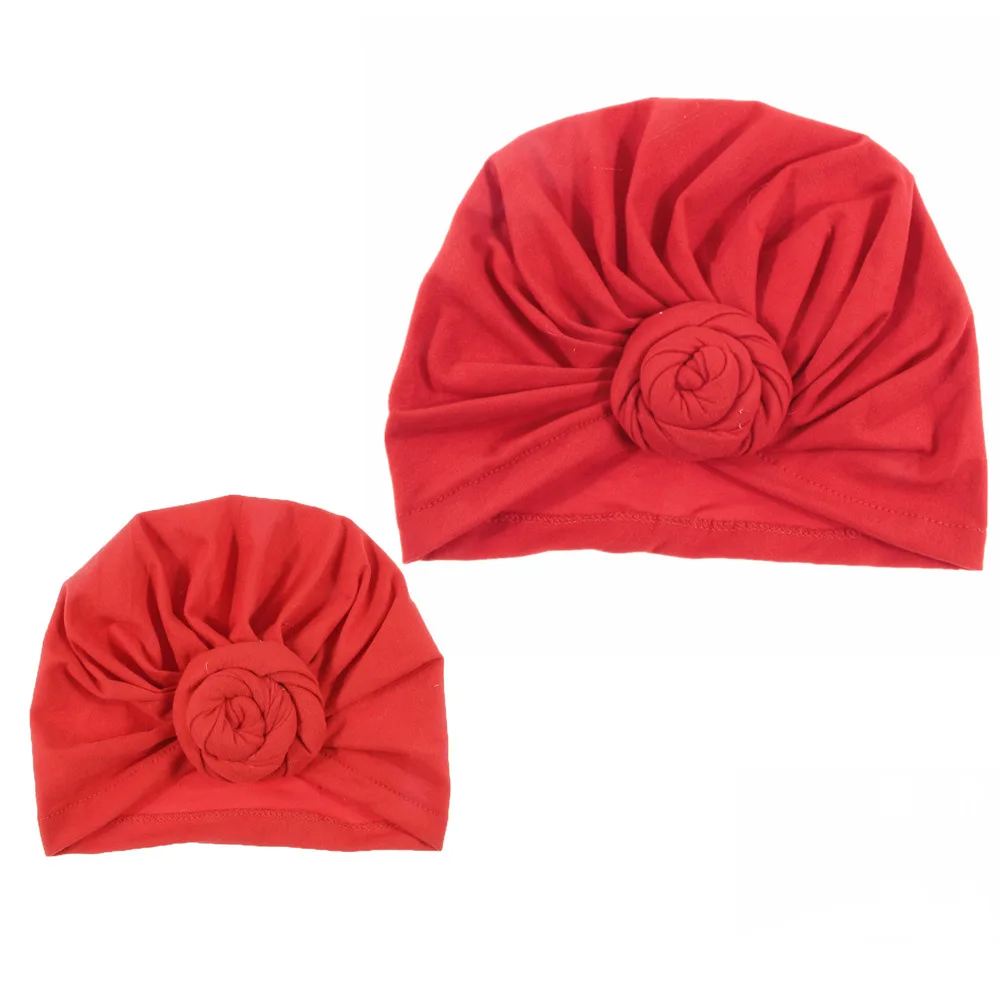 Yundfly Mommy and Me Cotton Blend Rose Flower Hat Women Caps Girls Newborn Turban Hats Twist Knot Headwear Hair Accessories pacifier for baby