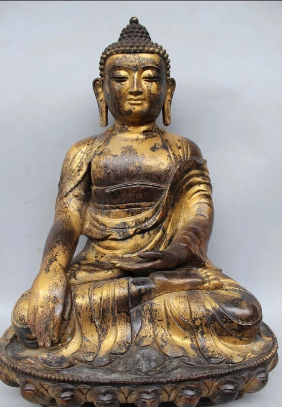

bi002736 23" Tibet Tibetan Buddhism Bronze Sakyamuni Shakyamuni Amitabha Buddha Statue