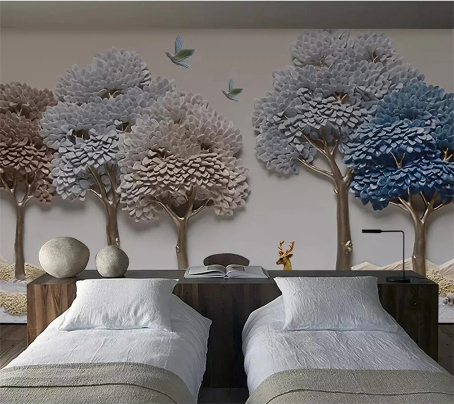 Beibehang пользовательские обои 3D фрески тиснением Фортуна дерево Лось ТВ фон обои домашний декор papel де parede 3d обои