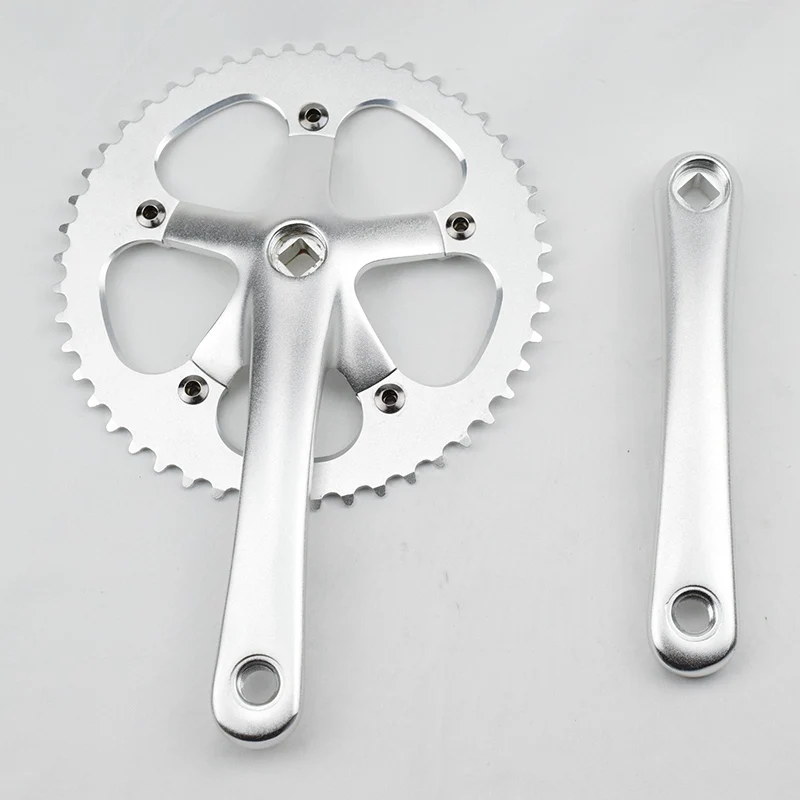 48T* 170 мм 130BCD серебро полный сплав односкоростная велосипедная кривошипная цепь наборы для велосипеда Fixie Fixed gear велосипед шатуны цепное колесо - Цвет: 48Tx170mm Silver