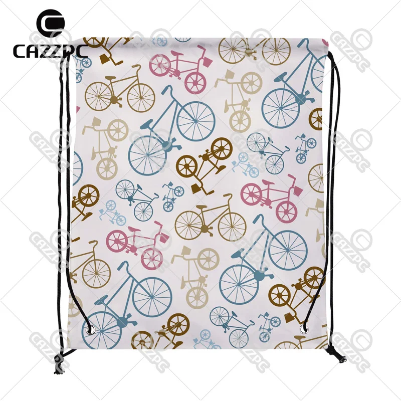 

Vector Bicycle Texture Pop Art Print Custom individual Nylon fabric Drawstring Backpack Gift Bag Pack of 4