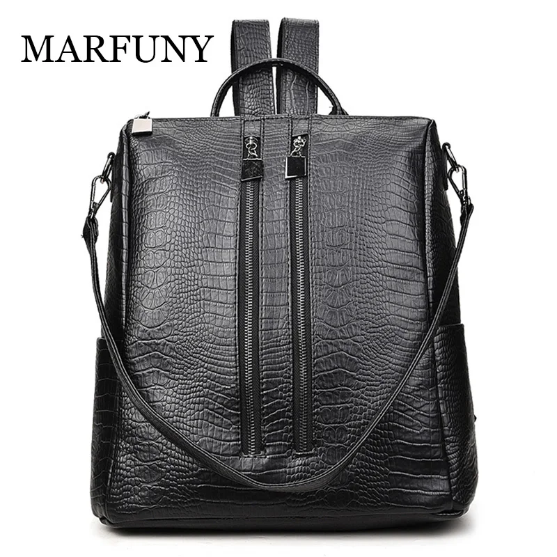 

MARFUNY 2018 New Pu Leather Women Shoulder Bag Fashion Crocodile Pattern Backpack for School Girls Casual Tote bags Backpack