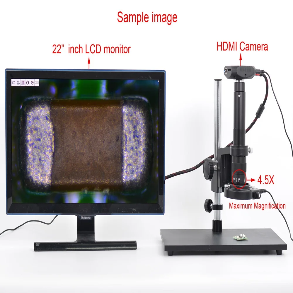 1080 P камера микроскопа HDMI sony сенсор USB HD цифровой промышленный для калибровки камеры + 300X c-крепление объектива + 8 дюймов ЖК-монитор