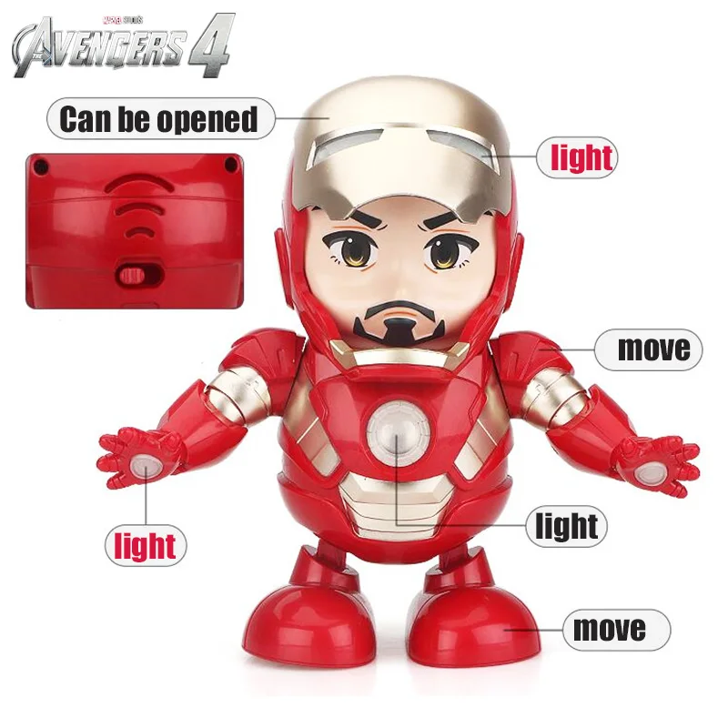 

Dance Iron Man Action Figure Toy LED Flashlight with Sound Avengers Iron Man Hero Electronic Toy