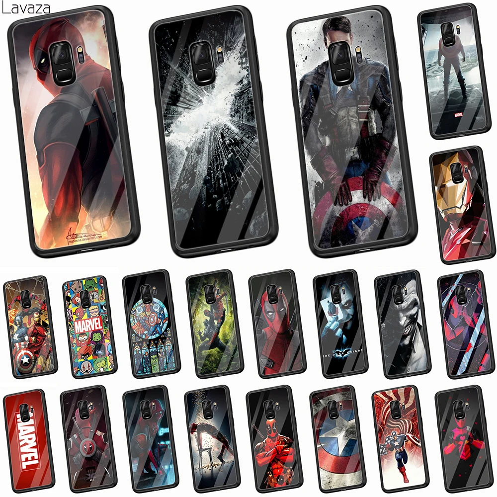 

Lavaza Marvel The Avengers Jorker Dead Pool Tempered Glass Soft Case for Galaxy S8 S9 S10 Plus S10e S7 Edge Note 8 9 TPU Cover