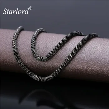 

Starlord Black Mesh Chain Choker Necklace Cool Men's Jewelry 5MM 55CM/66M Black Gun Color Stainless Steel Round Necklace GN1605