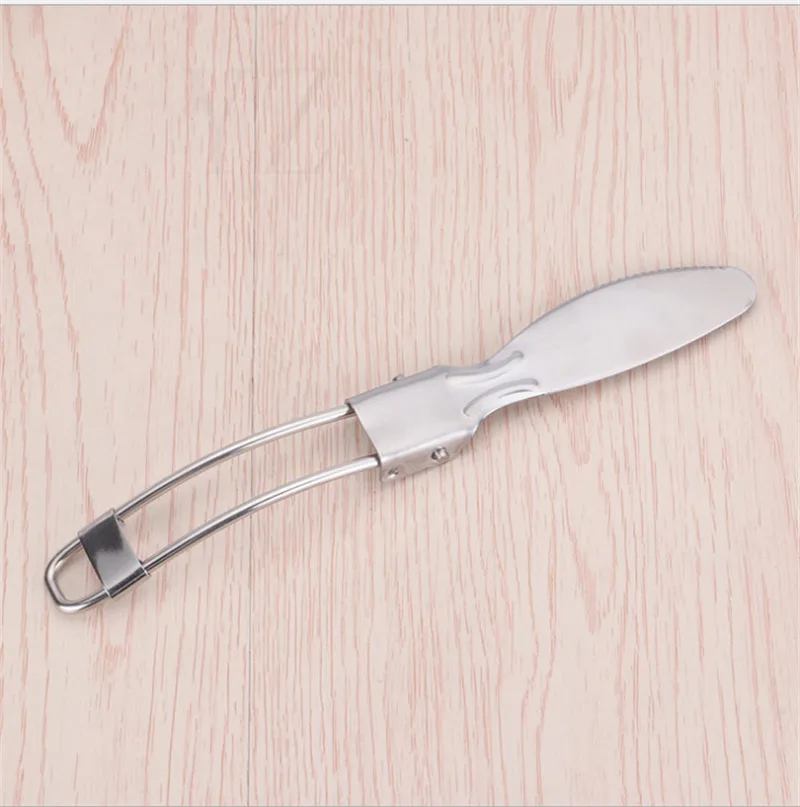 304 Stainless Steel Folding Cutlery Set Folding Knife and Fork Spoon Salad Spoon Straw Outdoor Portable Folding Tableware