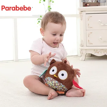 

stroller accessories Cute baby owl plush ball baby sound wind chimes pendant crawling hand toys Soothing toy