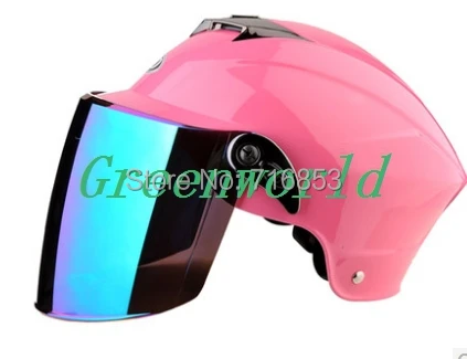 Бренд мода мотоцикл половина лица анти-УФ черный белый розовый желтый летний женский шлем h-0087