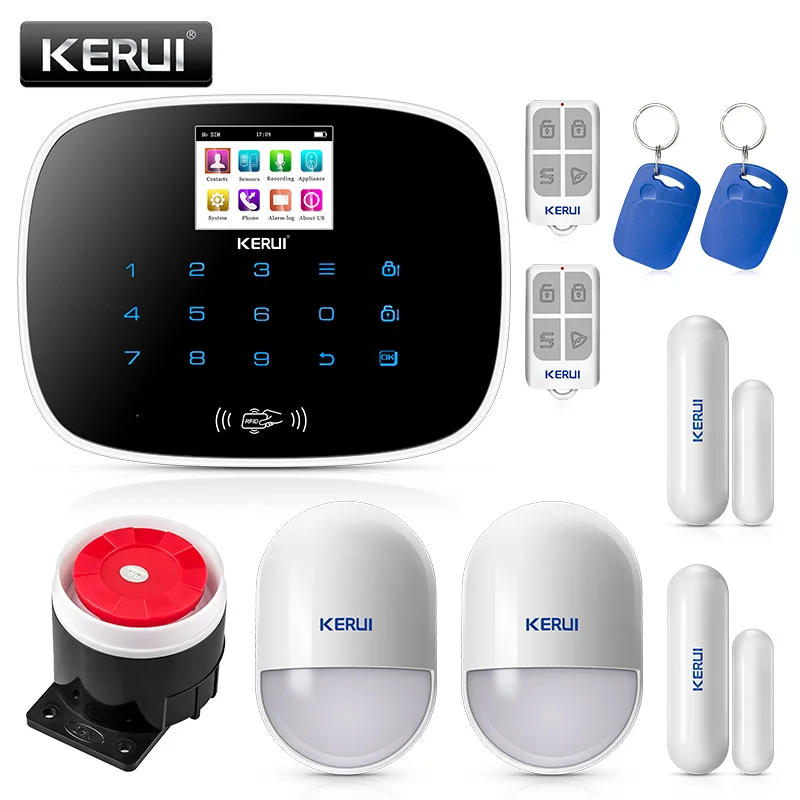 

KERUI G19 Android IOS APP 433MHz TFT color Screen GSM Alarm System SIM Card Phone call sms Alarm Security door open remind