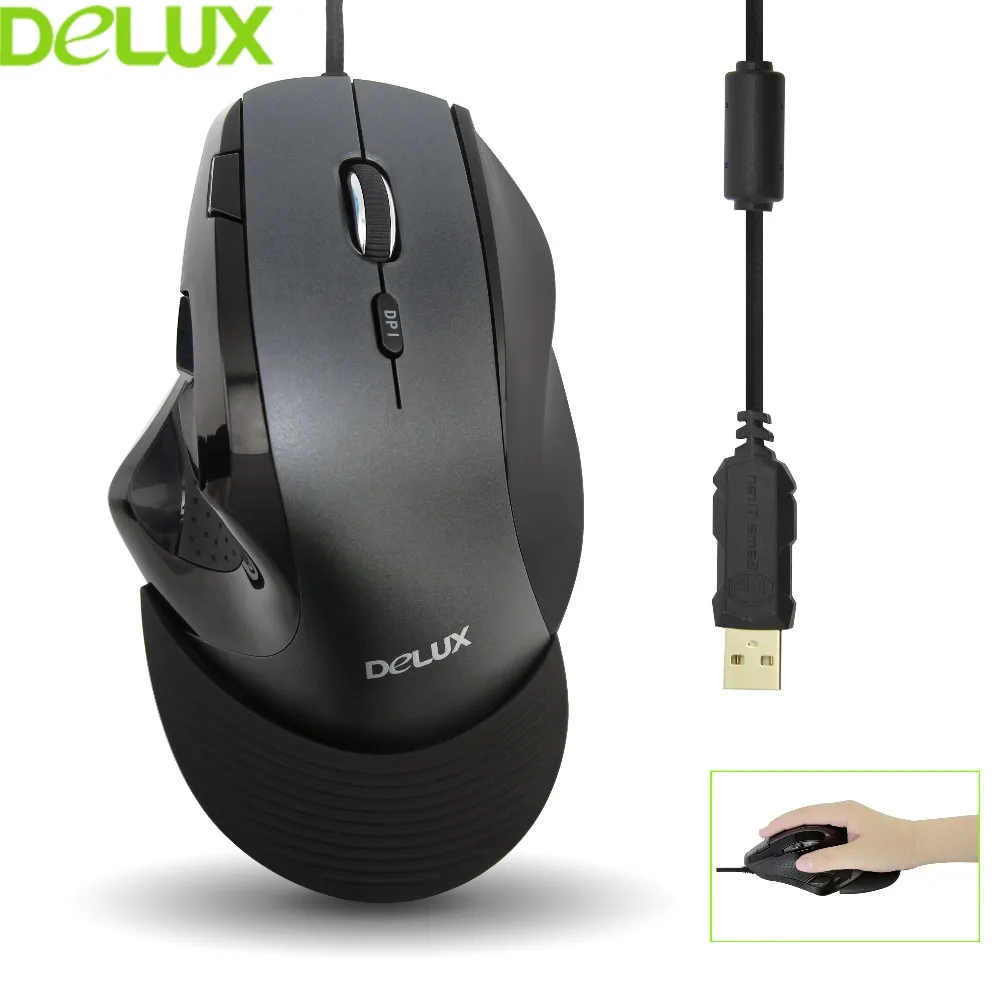 

Delux Wired Mouse Ergonomic 1000/1600/3200 DPI Mice Computer Gaming Mause with Removable Palm Rest for PC Laptop New Arrival