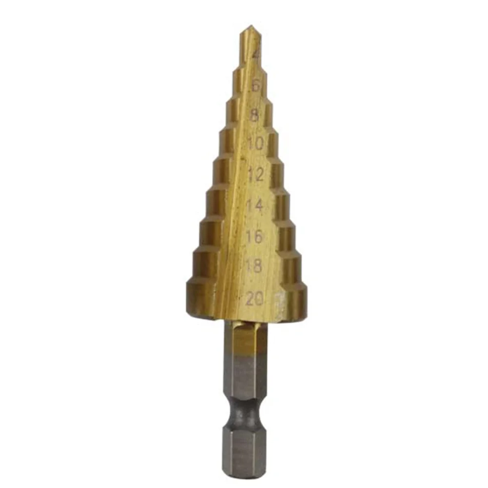 High Speed Step Dril Bit 4-20MM HSS 4241 Durable Hex Titanium High Speed Step Dril Bit 4-20MM HSS 4241 Durable Hex Titanium