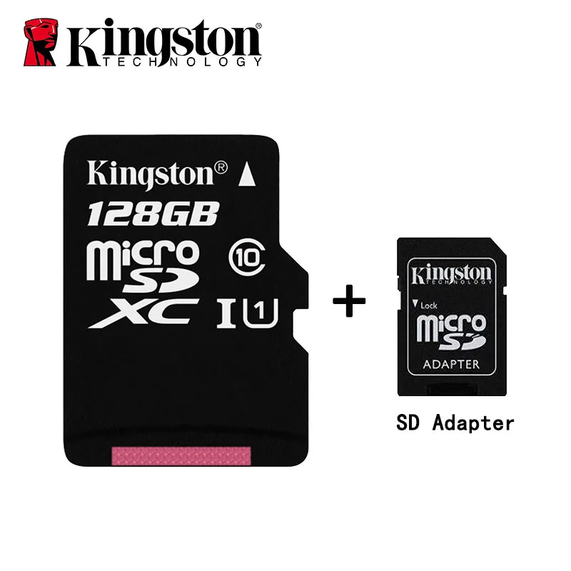 Карта Micro SD kingston Class 10, 16 ГБ, 32 ГБ, карта памяти MicroSDHC, 8 ГБ, класс 4, карта Micro SD, UHS-I, карта TF, MicroSD, 64 ГБ, MicroSDXC - Емкость: 128G -SD adapter