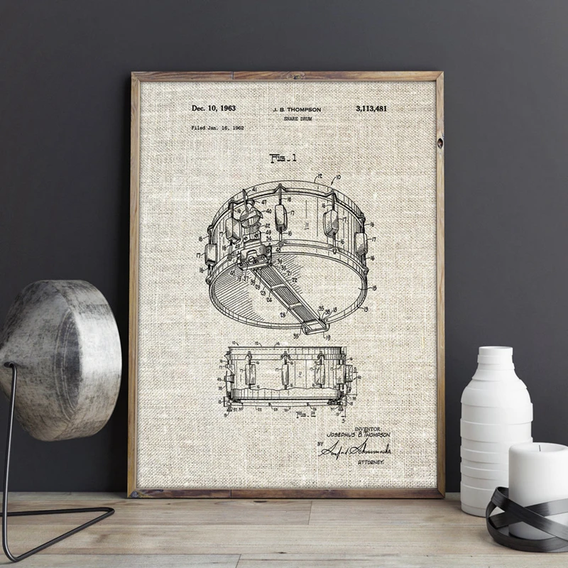 Snare Drum Patent Wall Art Prints
