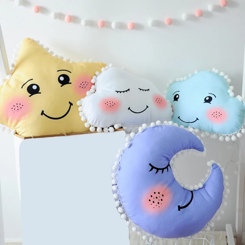 

Baby Pillow Star Moon Clouds Shape Cushions Birthday Gift Baby Room Decoration Children Cushion Plush Toy Sweet Princess Pillow