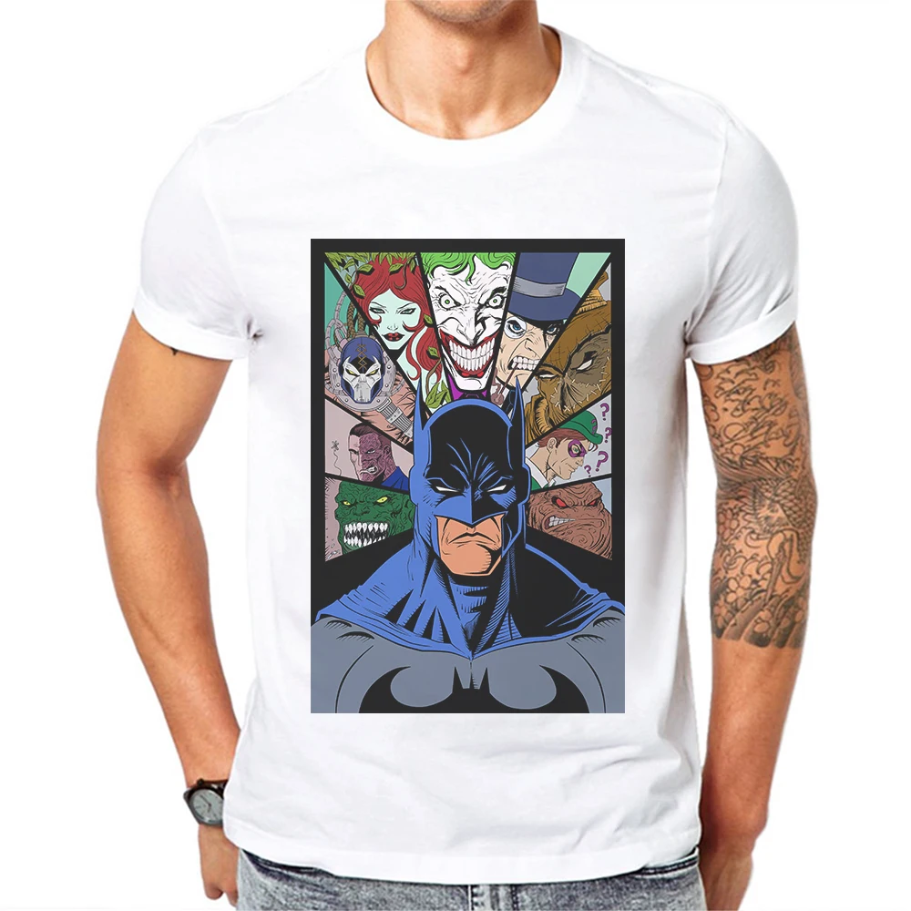 

2019 Hot Product Mens T-Shirt Batman Printed O-Neck Short Sleeve Cotton Tops Tee Hip Hop T Shirt Super Hero Design Mens Tshirts