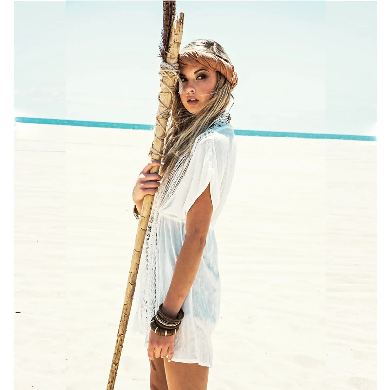 Женское пляжное покрывало, белый кружевной купальный костюм, покрывало, летняя вязаная пляжная одежда, Пляжное платье