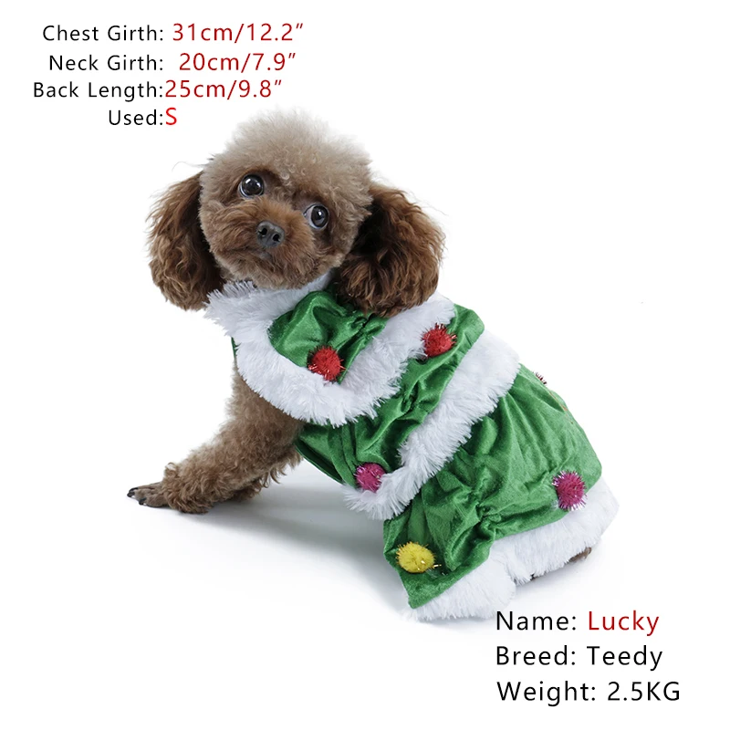 Pet Dog Coat Christmas Tree Costumes Outfits Cat Clothes Cute Festivals ...