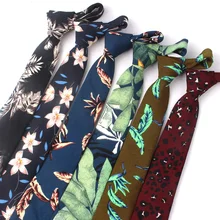 Новые весенне-летние галстуки для мужчин, хлопковые мужские галстуки с принтом, костюмы с цветочным принтом, мужские галстуки с круглым вырезом для деловых галстуков, 7 см ширина галстуков для жениха