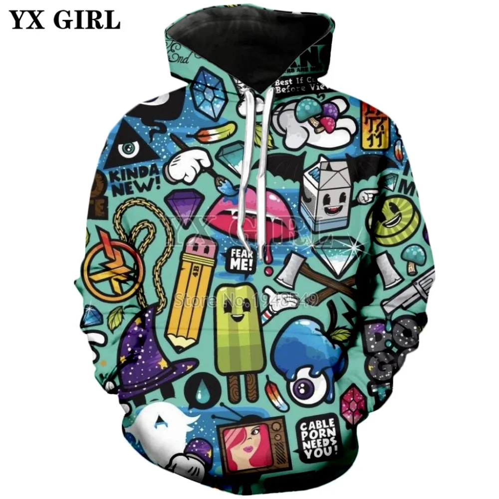 

YX GIRL Brand clothing 2018 New Fashion 3d Hoodie Cartoon character 3d Print Men's women's hooded sweatshirt YT-104