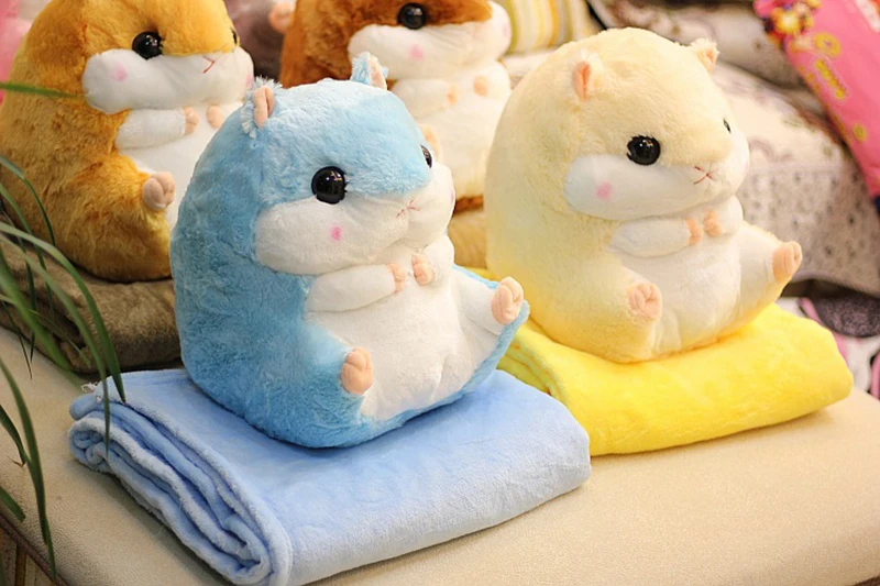 OnnPnnQ Cartoon Hamster Decorative Cushion Warm Hand Pillow With Soft Blanket Cute Throw Pillow Cushion Washable Waist Cushions12