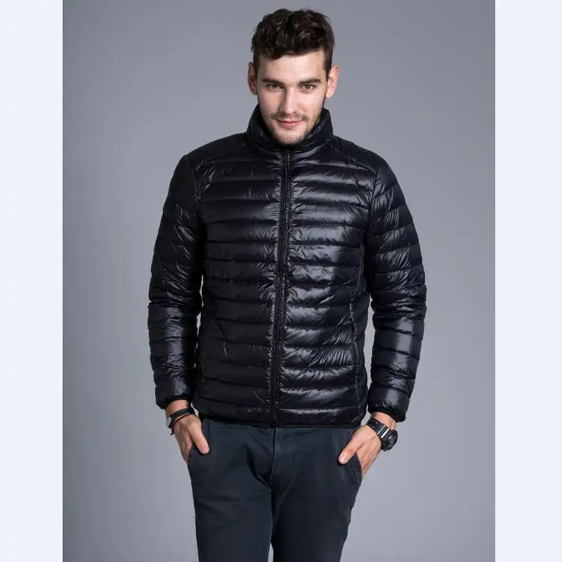 Down Jacket Men Casual Spring Autumn Winter Stand Collar Fashion Warm Coat Mens Ultra Light Thin White Duck Down Jackets 4XL