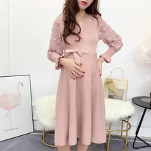 Bonjean модное платье для беременных осенне-зимнее вязаное платье длинный свитер платье для беременных с v-образным вырезом свободная одежда для беременных