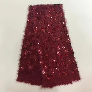

2018 New arrival Navy blue African net lace fabric with sequins big Lace Fabric High Quality French Sequins Lace Fabric