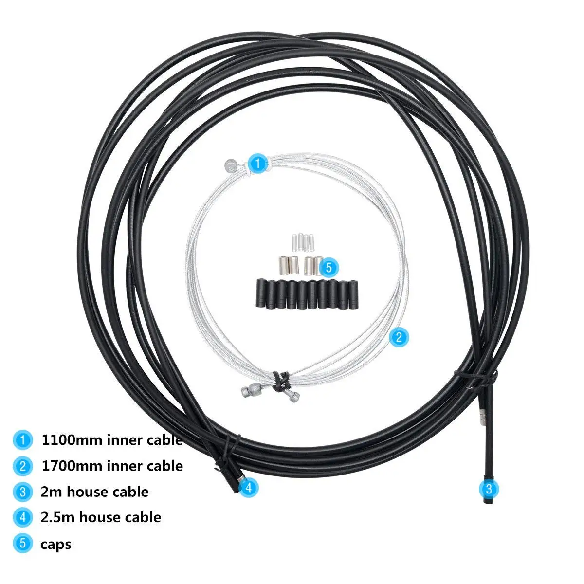 

Gear Brake Cable Set Bike Complete Inner Replacement Cable Set Brake Inner Cable for Road Mountain Bike Bicycle Cycling Black