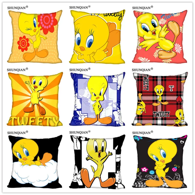 

Customized Pillow Cover Tweety Bird Decorative Pillowcase Square Zipper Pillow Cover 20X20cm 35X35cm 40x40cm