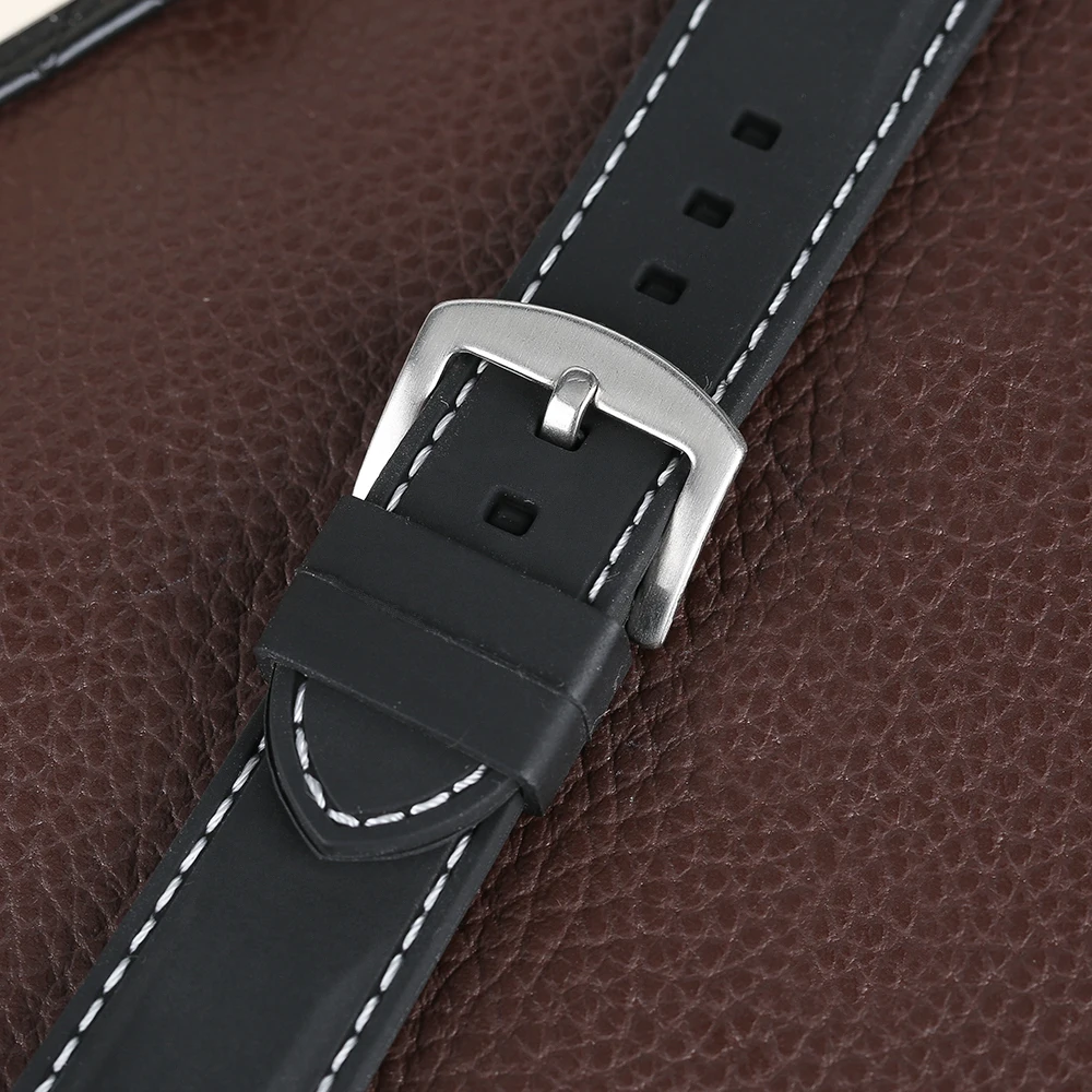 YISUYA Men Watch Strap Band Waterproof Soft Diving Black Silicone For iWatch Apple Watch 38 mm Military Red Line Stitching Xmas (22)