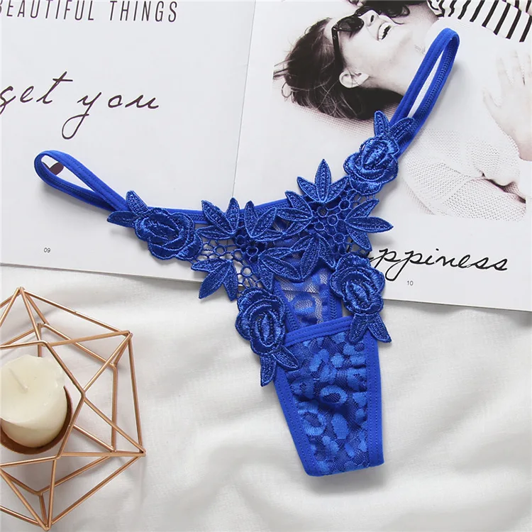 

1PCS Lace Transparent Women Thongs And G Strings Embroidery Lace Transparent G-string Sexy Open Thong