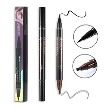 Двухголовые жидкие люверсы 2 в 1 Водонепроницаемый Профессиональный Макияж Черная Подводка для глаз