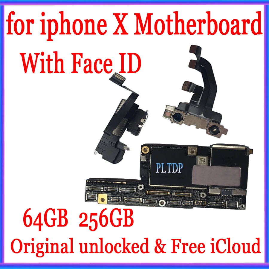 

64GB / 256GB Full unlocked for iphone X Motherboard with Face ID,100% Original for iphone X Mainboard,Mother board,No iCloud