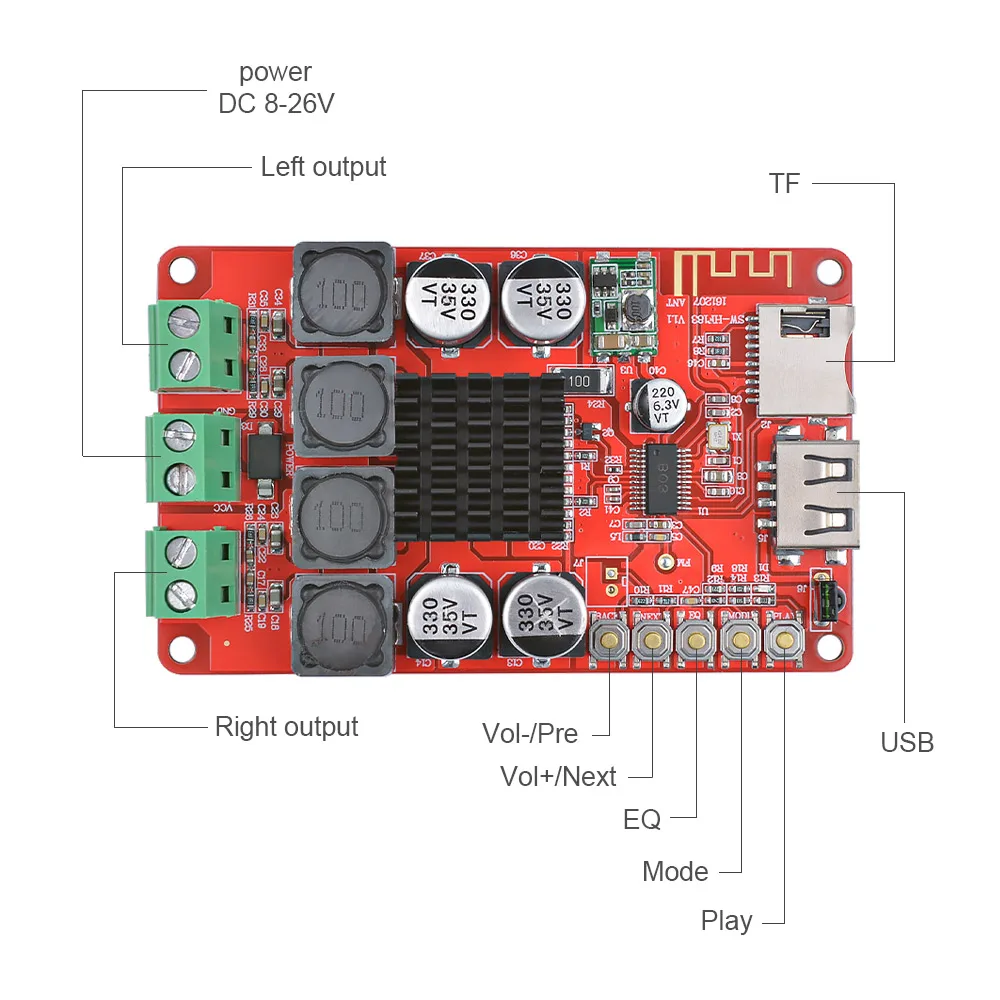 Усилитель Bluetooth AIYIMA TPA3116 аудиоплата цифровой стереоусилитель с поддержкой U диска