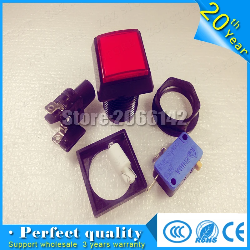 

1pcs square 33x33 illuminated 12v LED Arcade Push Button with microswitch 5 colors available 33x50mm