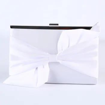 

Party Evening Bag Mantian Pleated Big Bow Clutch Wedding Party Purse Evening Bag White Handbag 274-1