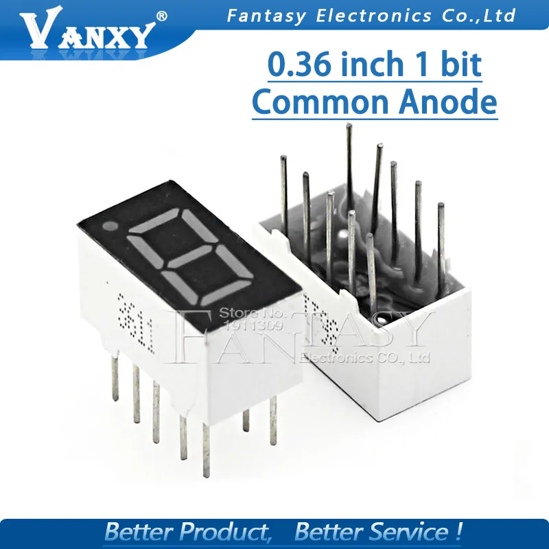 

5pcs Digital tube segment common Anode Red 1 Bit digital Tube 0.36 inch Red LED Display 3611BS