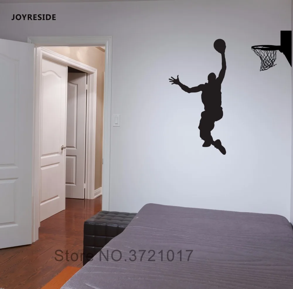 

JOYRESIDE Basketball Player Wall Decal Vinyl Sticker Slam Dunk Hoop Sport Kid Boy Bedroom Living Room Removable Decoration XY004