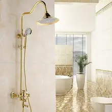 Dofaso брендовые золотые полированные душевые наборы латунь Большой ливень, ванная душевая головка для ванной смеситель для раковины Роскошный Золотой смеситель для душа