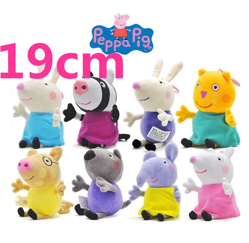 

High Quality 19cm Genuine Peppa Pig peppa's 8friend Candy Danny Emily Pedro Rebecca Suzy Zoe Richard Stuffed Plush doll kids toy