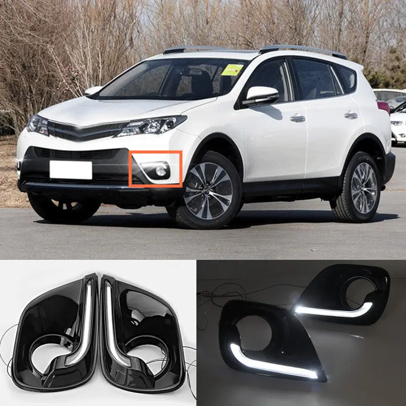 

A Pair Replacment 1:1 White LED Daytime Running Light Fog Lamp for RAV4 2013-15