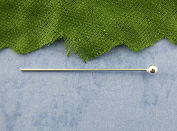 

925 Sterling Silver Ball Head Pins Silver 25mm(1") long, 0.5mm ( gauge), 1 Piece
