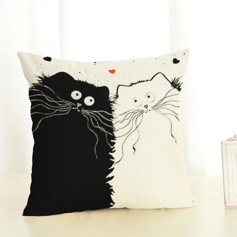 45X45 мультфильм стиль кошка наволочки для диванной подушки мягкие наволочки постельные принадлежности хлопковые льняные квадратные