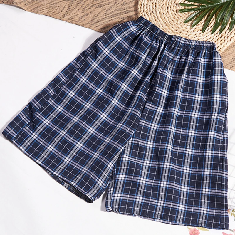 plus size pajama pants Men Men's Cotton Trousers And Shorts Double Gauze Casual Living Pants Beach Pants Cotton Plaid Sleepwear Mens Pajama men's pajama sets